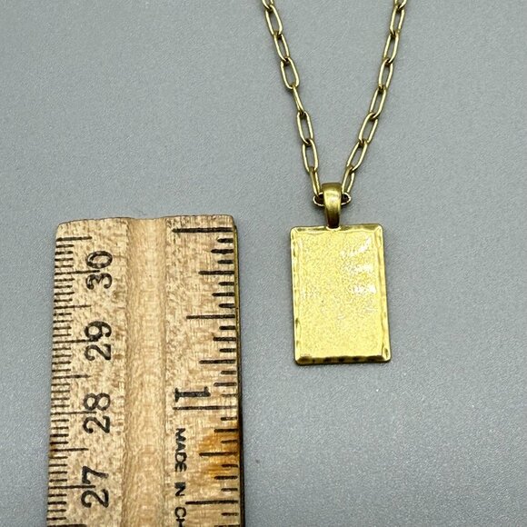 Madewell Rectangular Pendant Chain Necklace Gold Tone Minimalist Elegant - Picture 4 of 5